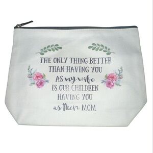 Floral White Cosmetic Bag with Inspirational Quote